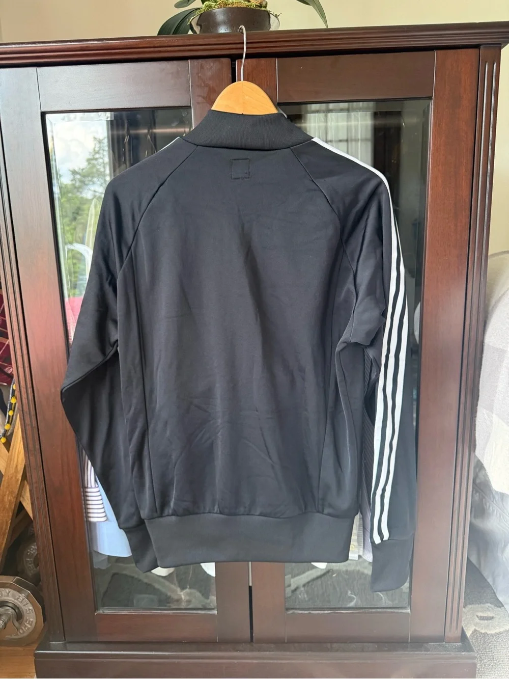 adidas Black Track Jacket with White Three-Stripes